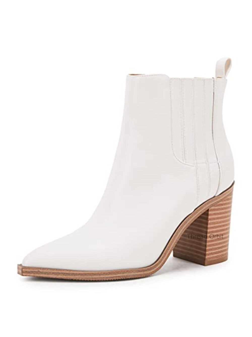 Women's Ankle Booties Pointed Toe Slip On Chunky Heel Faux Leather Chelsea